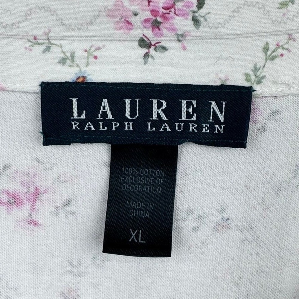 LRL Lauren Ralph Lauren Women's XL Floral Nightshirt Cotton Sleep Dress - Picture 3 of 7